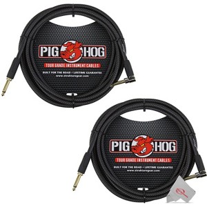 Pig Hog Black Woven Tour Grade Instrument Cable 1/4" to 1/4" Right Angle 10ft , PCH10BKR - 2 Units - 1 of 1