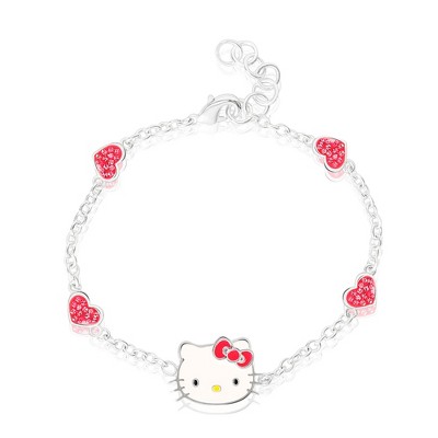 Sanrio Hello Kitty and Friends Womens 18kt Gold Plated Bracelet with Bow Charm Pendants - 6.5 + 1, Officially Licensed
