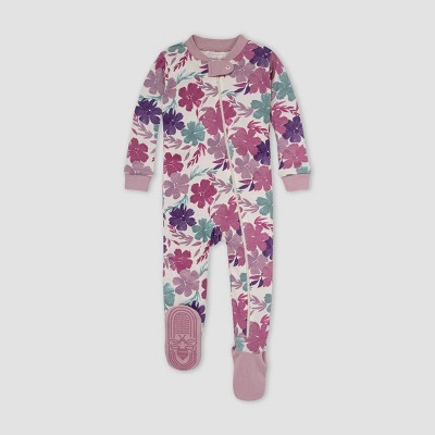 Burt's Bees Baby® Baby Girls' Floral Organic Cotton Tight Fit Footed Pajama - Purple 6-9M