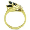 Slickblue Women Floral Ring , IP Gold Finish, Montana Blue Marquise Stones, Round Accents, Stainless Steel, Size 7 - 3 of 4