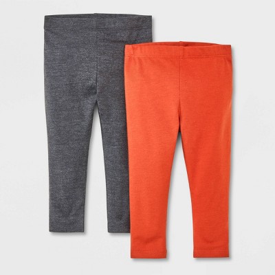 Image of Baby Girls' 2pk Solid Leggings - Cat & Jack™ Brown/Gray 0-3M
