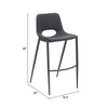 Desi Armless Set of 2 Barstool 40" H, Black Faux Leather Plywood Steel by Zuo Modern - 4 of 4