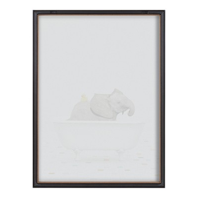 Baby Elephant Bath Time with Rubber Ducky Framed Art