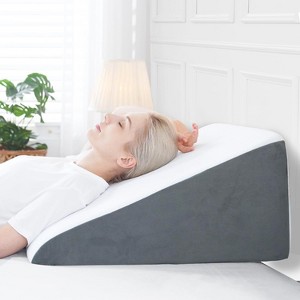 LISM 12 Inch Memory Foam Bed Wedge Pillow with Washable Cover - 1 of 4