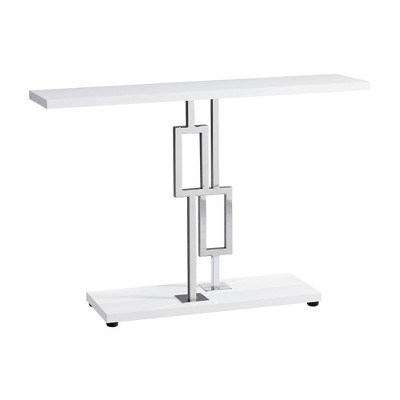 Laminate Console Table with Chrome Metal Base, Modern Narrow Accent Table for Entryway, Living Room, or Office