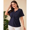 Coolmee Women Plus Size V Neck Button Blouse Short Sleeves Summer Comfy Lightweight Casual Tunic Tops - 4 of 4