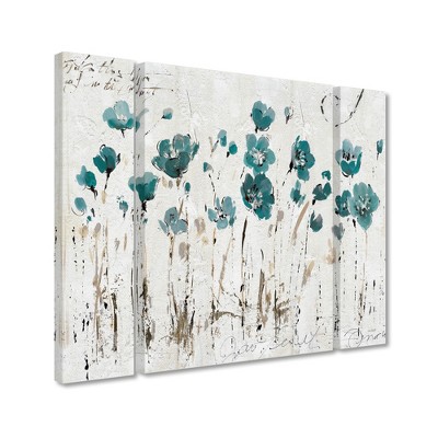 Small Blue and Beige Abstract Floral Oil Painting Set