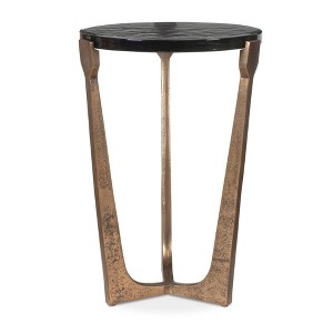 Uttermost Bohdi Outdoor Accent Table-Luxurious Antique Brass and Textured Glass Design - 1 of 4
