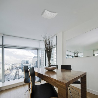 Modern White Glass Square Flush Mount Ceiling Light