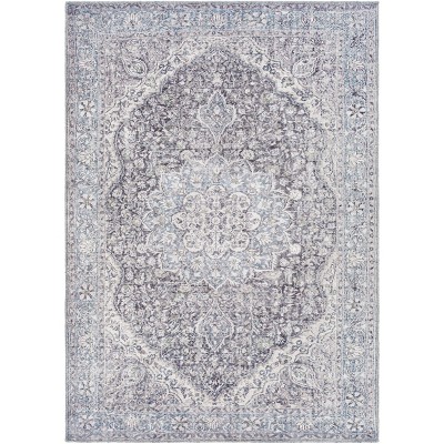 Livabliss 5'3"x7'3" Colin Traditional Machine Washable Rug Light Blue: Rectangle Flatweave, Pet Friendly