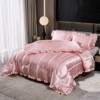 Luxury Satin Ruffled Comforter Set with Body Pillow Cover – Soft Silky Lightweight Fluffy All Season Bedding, Elegant - 3 of 4