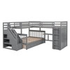 Twin-Twin Over Full L-Shaped Bunk Bed With 3 Drawers, Portable Desk and Wardrobe - 4 of 4