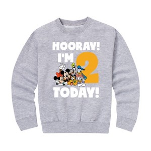 Girls' - Disney - Hooray I'm 2 Today Graphic Long Sleeve Fleece Sweatshirt - 1 of 4