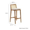 Modway Monarch Wood Bar Stool with Cane Rattan Back and Padded Seat - 3 of 4