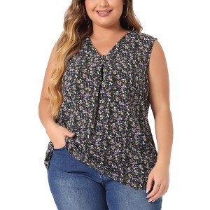 Agnes Orinda Women's Plus Size Spring Outfits Casual Floral Sleeveless Tank Tops - 1 of 4