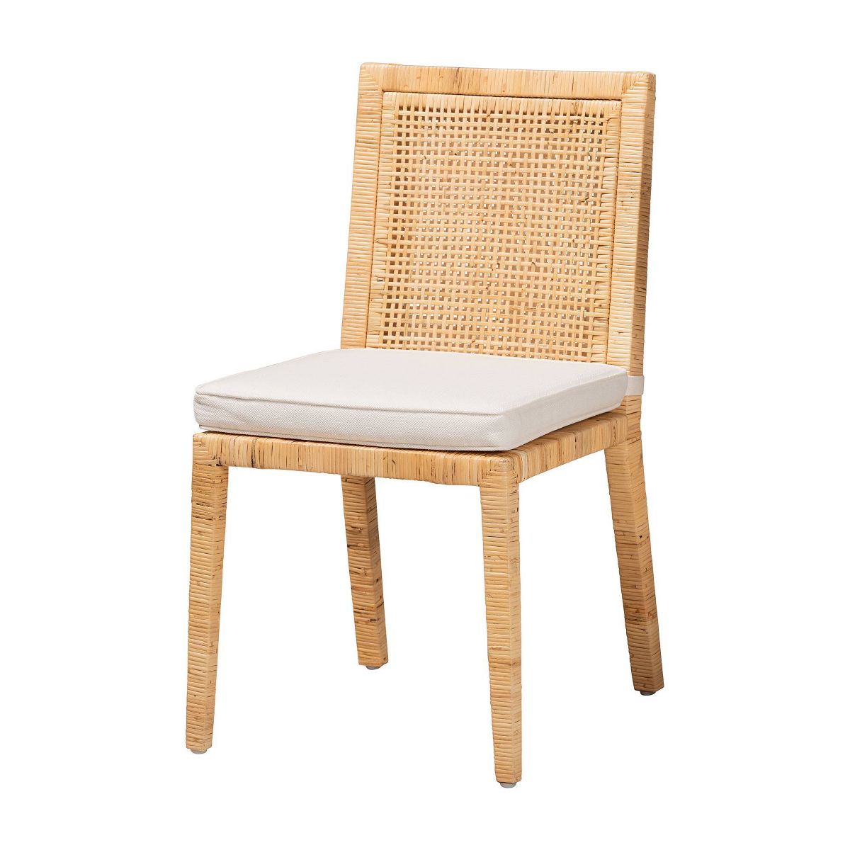 Sofia Wood and Rattan Dining Chair Set Natural/White - bali & pari: Handcrafted, Foam Cushion, No Assembly Required - thumbnail 2