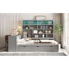 Full Size Wooden Daybed with Three Drawers, Desk and Shelves - 3 of 4