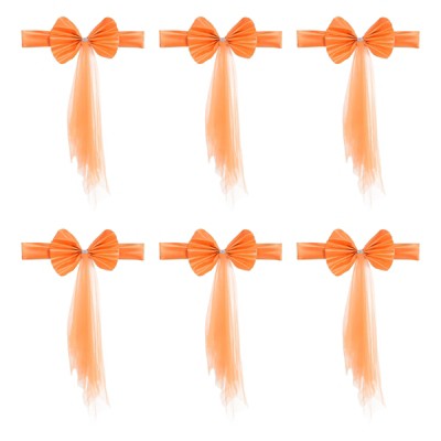 Unique Bargains Mesh Yarn Floating Chair Bands Decoration Stretch Satin Chair Sashes Bows