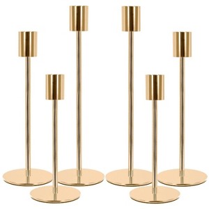 Attop Metal Gold Taper Candle Holders, 6 Pack Candlestick Holders Set for Wedding, Dinning, Party - 1 of 4