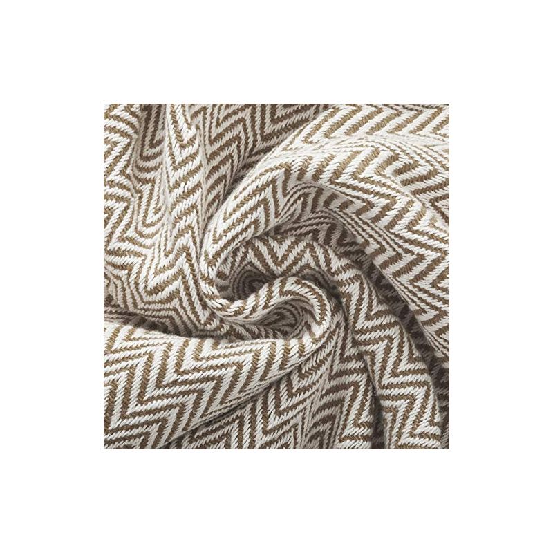 Americanflat 100% Cotton Throw Blanket - 50x60 - All Seasons Lightweight Cozy Soft Blankets & Throws for Bed and Sofa - 100% Cotton with Fringe - Available in a variety of Colors, 3 of 6