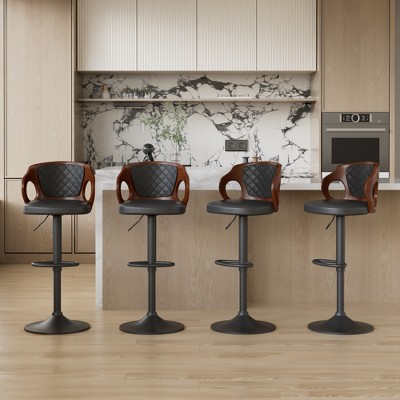 VECELO Swivel Bar Stools Height Adjustable Wooden Barstools, Set of 2 Seats