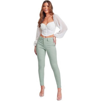 YMI Women's Hyper Stretch Mid-Rise 5 Pocket Slim Fit Skinny Jeans