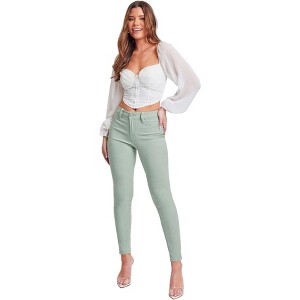 YMI Women's Hyper Stretch Mid-Rise 5 Pocket Slim Fit Skinny Jeans - 1 of 4