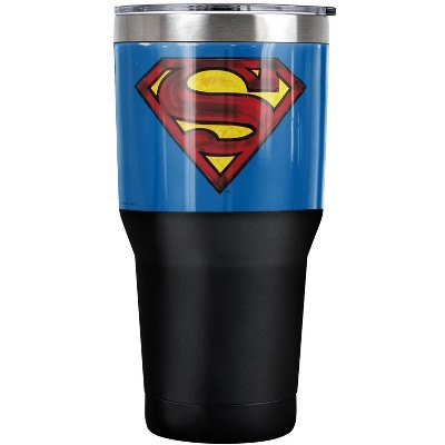 Superman Charcoal Shield Steel Tumbler 30oz Coffee Travel Mug