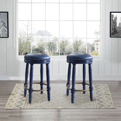 CAVINAS 26" Counter Height Bar Stools Set of 2, 360 Degree Swivel Wooden Barstool with PVC Cushioned Seat