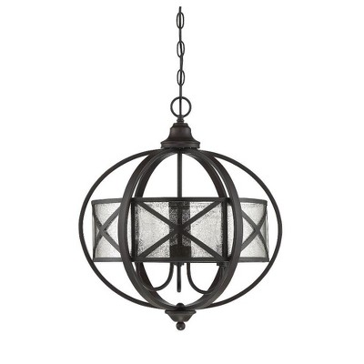 Holland 3-Light English Bronze Pendant with Mercury Glass Drum Shade