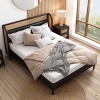 Gulches Modern Cannage Rattan Wood Platform Queen Bed, Black - 2 of 4