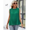 YESFASHION Womens Tank Tops Ruffle High Neck Pleated Summer Blouses Chiifon Sleeveless Shirt - 3 of 4