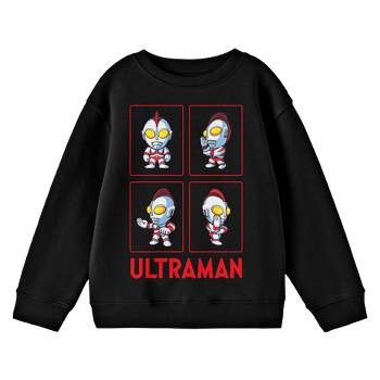 Ultraman Chibi Characters Youth Black Crew Neck Sweatshirt