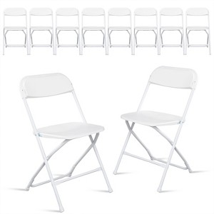 DOMETOUR 10pcs Injection Molding Classic Garden Plastic Folding Chair White - 1 of 4