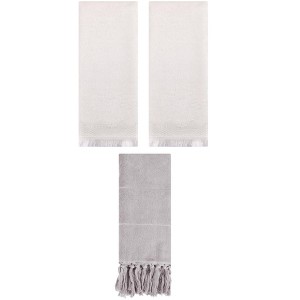 REGALWOVEN 3 Packs Cotton Absorbent Soft Turkish Hand Towels with tassel for Bathroom - 1 of 4