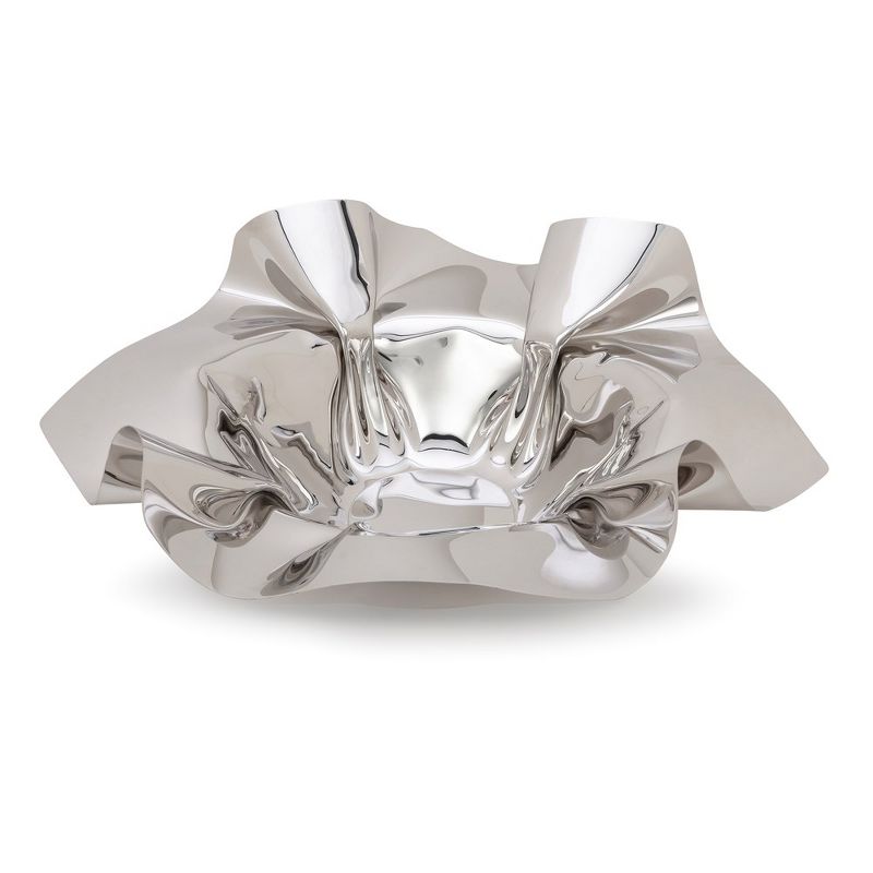 Classic Touch Round Stainless Steel Ruffled Design Serving Bowl, 1 of 4