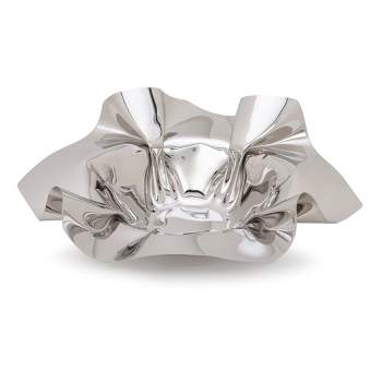 Classic Touch Round Stainless Steel Ruffled Design Serving Bowl