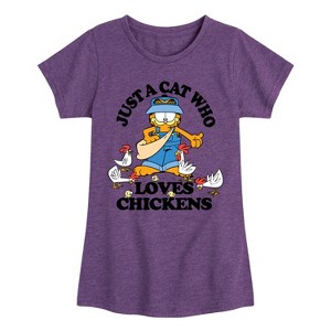 Girls' - Garfield - Just A Cat Who Loves Chickens Fitted Short Sleeve Graphic T-Shirt - 1 of 4