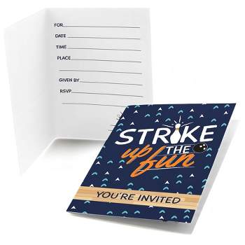 Big Dot of Happiness Strike Up the Fun - Bowling - Fill-in Birthday Party or Baby Shower Invitations (8 Count)