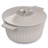 Gibson Enameled Cast Iron 3 Quart  Embossed Stripe Dutch Oven with Lid - 2 of 4