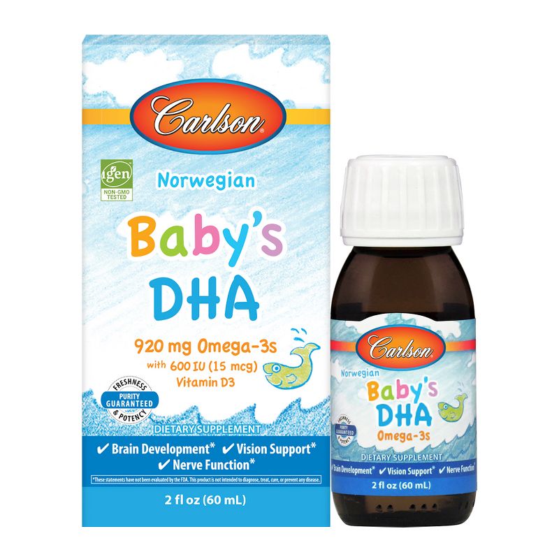 Carlson - Baby's DHA, 920 mg Omega-3s + 600 IU (15 mcg) Vitamin D3, Norwegian, Wild Caught, Sustainably Sourced, 1 of 7