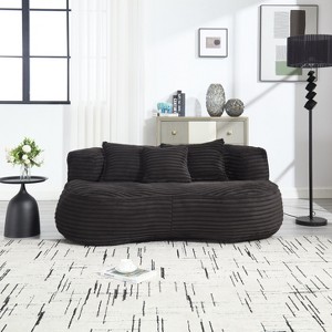 SYFERLORY COOLMORE Bean Bag sofa Lazy Sofa Durable Comfort Lounger High Back Bean Bag Chair， Black - 1 of 4