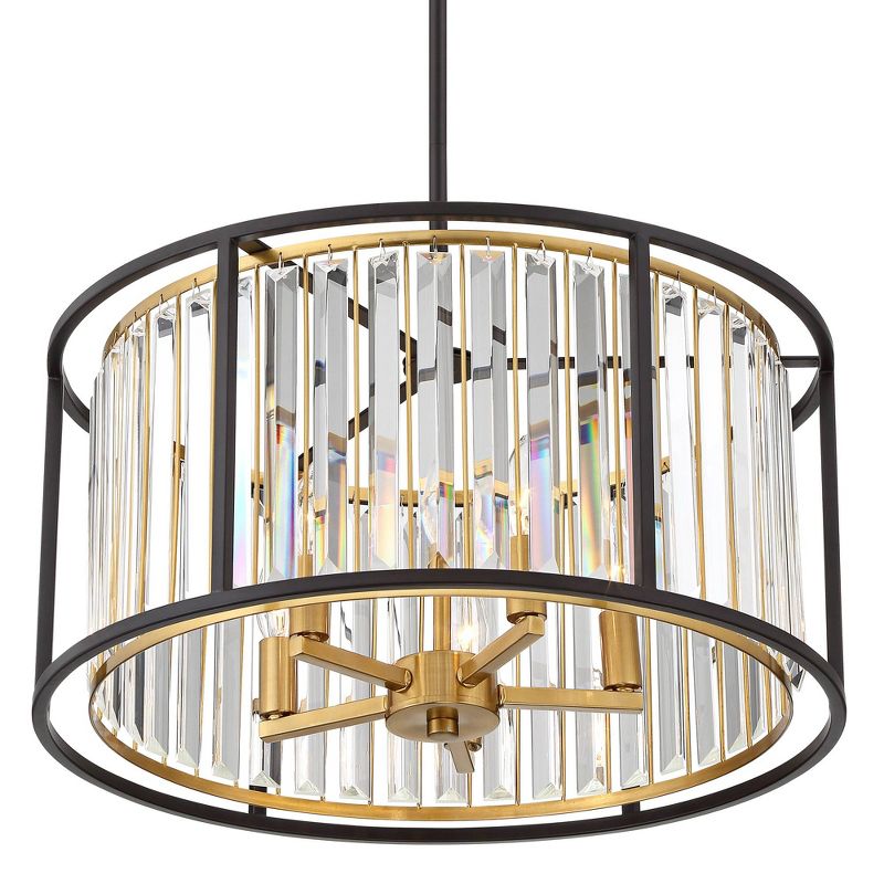 Possini Euro Design Milne Bronze Gold Drum Pendant Chandelier 20" Wide Modern Crystal 5-Light Fixture for Dining Room House Kitchen Island Entryway, 5 of 12