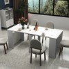 Okak 118IN Modern Extendable Dining Table with Marbal Painting, Folding Table Set for 6 Persons, Kitchen Table for Living Room, Dining Room, White - 2 of 4