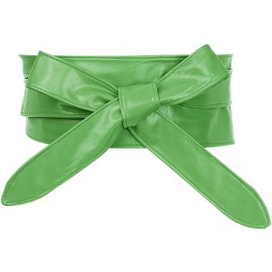 INSPIRE CHIC Women's Faux Leather Self-Tie Bowknot Wide Waist Band Sash Obi Belt - 1 of 4