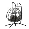 2-Person Wicker Hanging Swing Egg Chair with Stand and Cushions for Indoor/Outdoor - 4 of 4