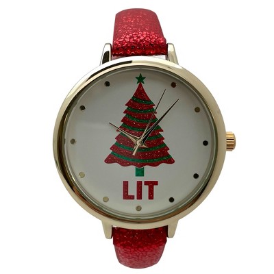 Olivia Pratt Faux Leather Christmas Themed Women Watch
