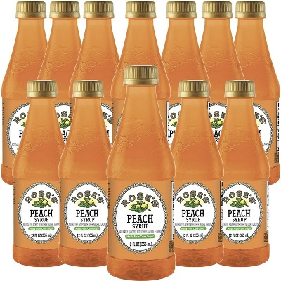 Rose’s Peach Syrup 12 Pack 12 OZ Bottle, | Perfect for Cocktails, Beverages, and Mixers