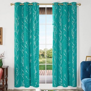 Deconovo Blackout Silver Tree Twigs Curtains 42 Width(2 Panel) - 1 of 4