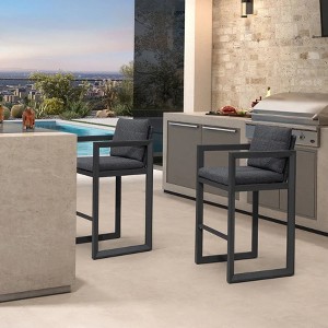 PURPLE LEAF Outdoor Bar Stools Set of 2 Modern Aluminum Barstools with Removable Cushion Patio Bar Stool for Kitchen Outside Island Backyarda - 1 of 4